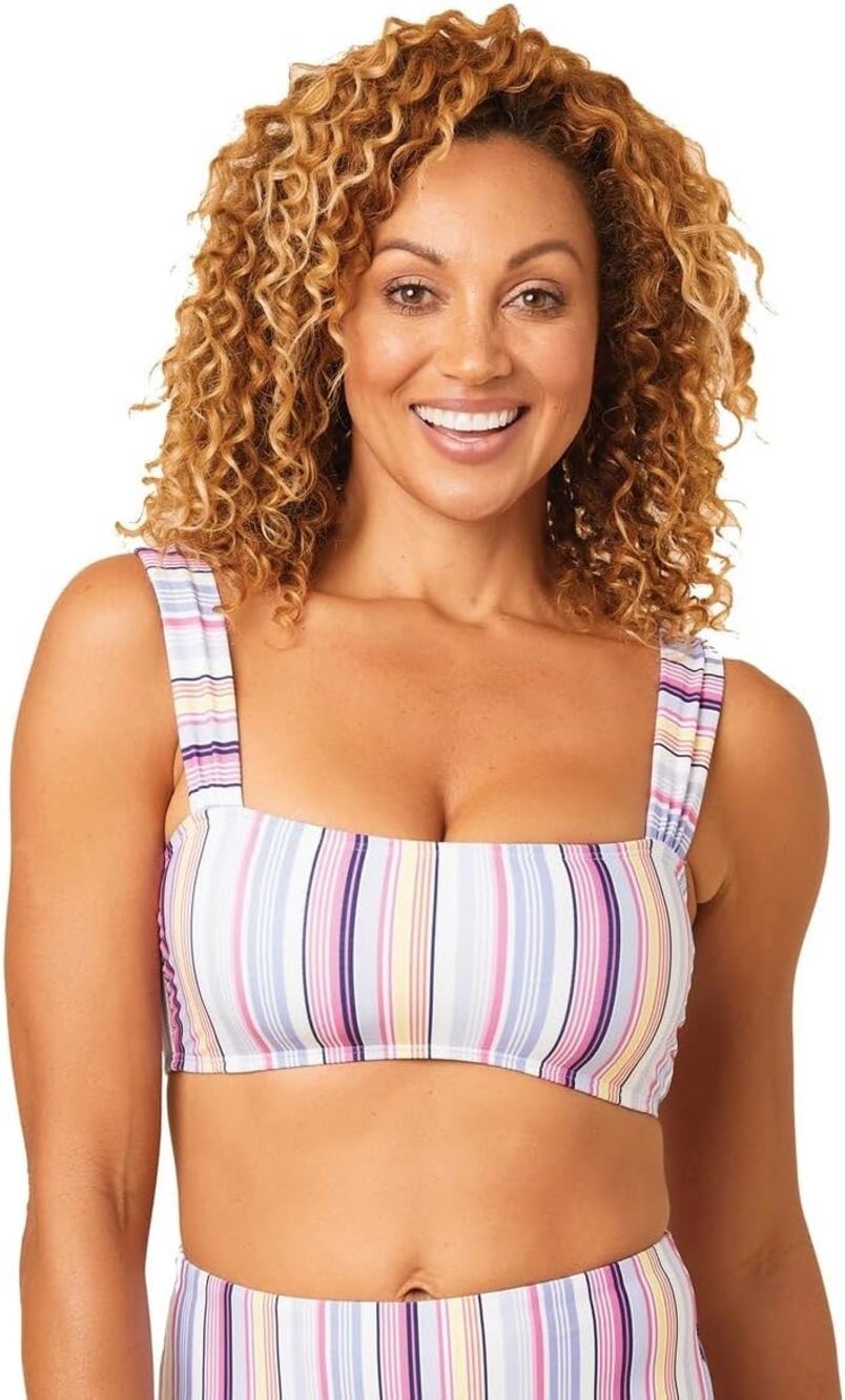 Splendid La Paz Striped Bandeau Square Neck Multicolor Bikini Swimsuit Top Large